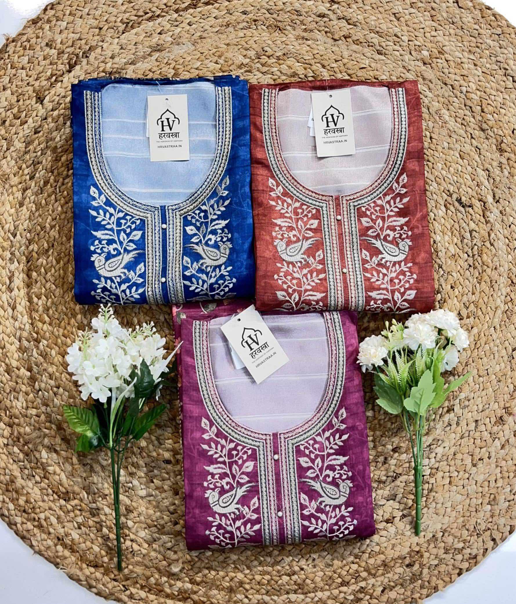 Royal Blue Kashmiri Embroidered Silk Suit – Hrvastraa Exclusive