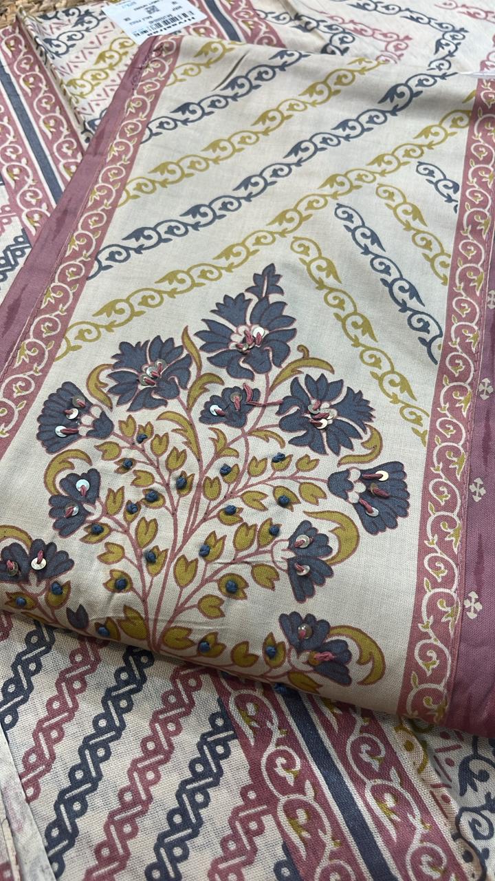 Elegant Mauve Cotton Printed Suit with Ajrak-Inspired Dupatta