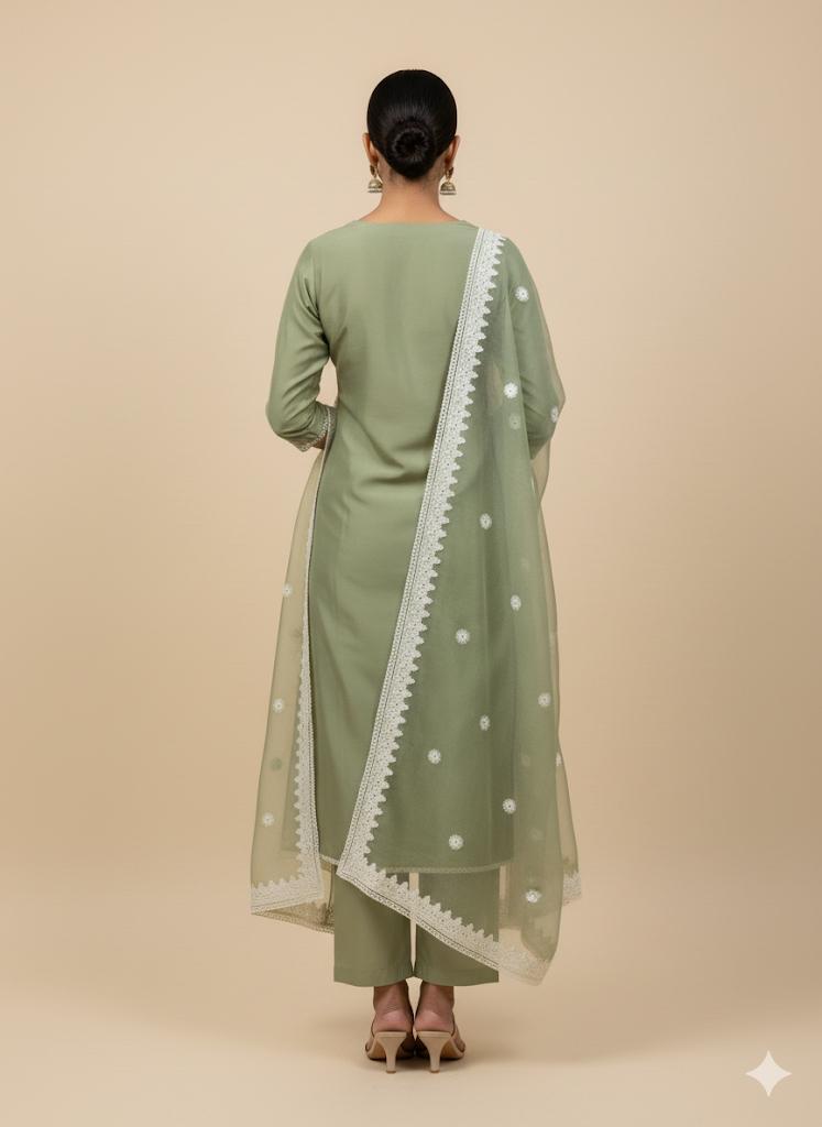 Graceful  Embroidered Georgette Suit Set with Dupatta