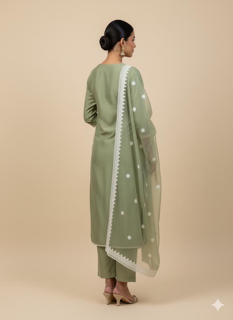 Graceful  Embroidered Georgette Suit Set with Dupatta