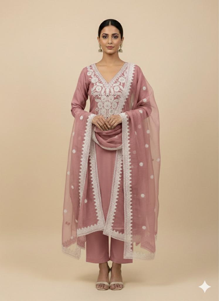 Graceful  Embroidered Georgette Suit Set with Dupatta