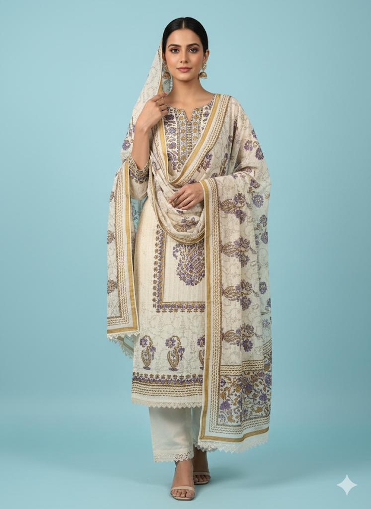 Pure Cotton Printed Suit Set – 4 Elegant Color Variants | Hrvastraa Collection