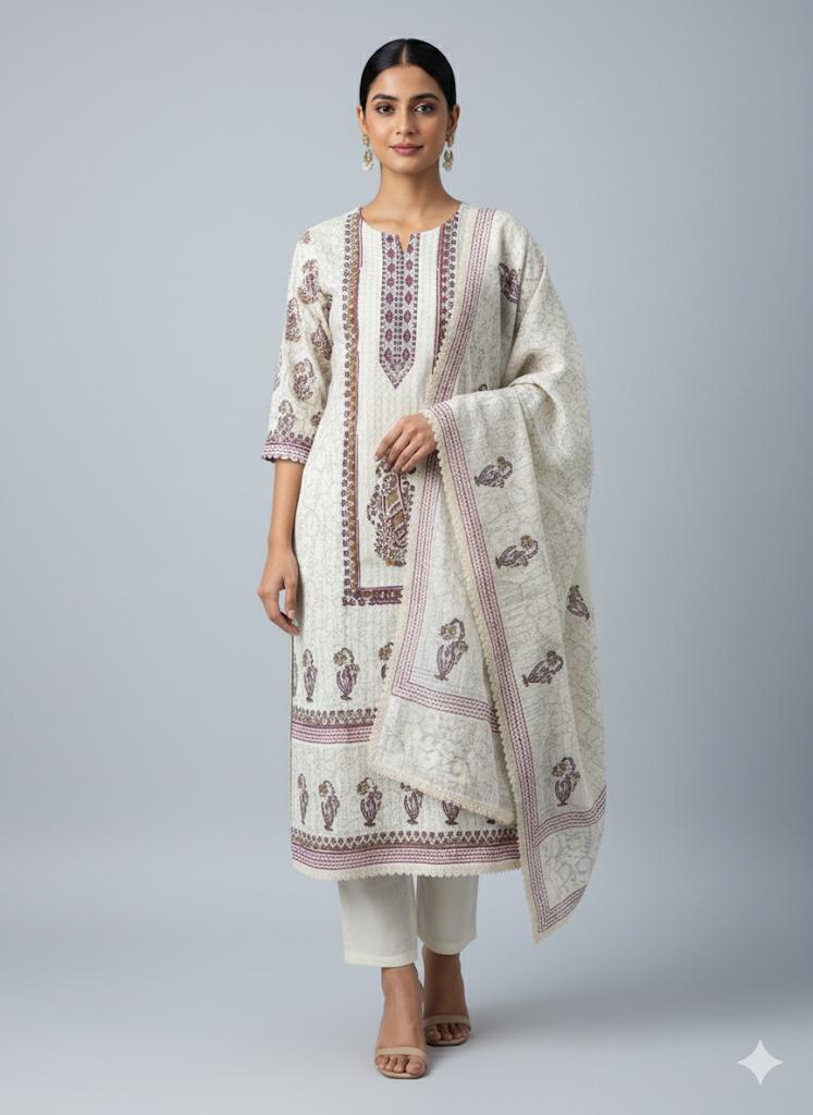 Pure Cotton Printed Suit Set – 4 Elegant Color Variants | Hrvastraa Collection