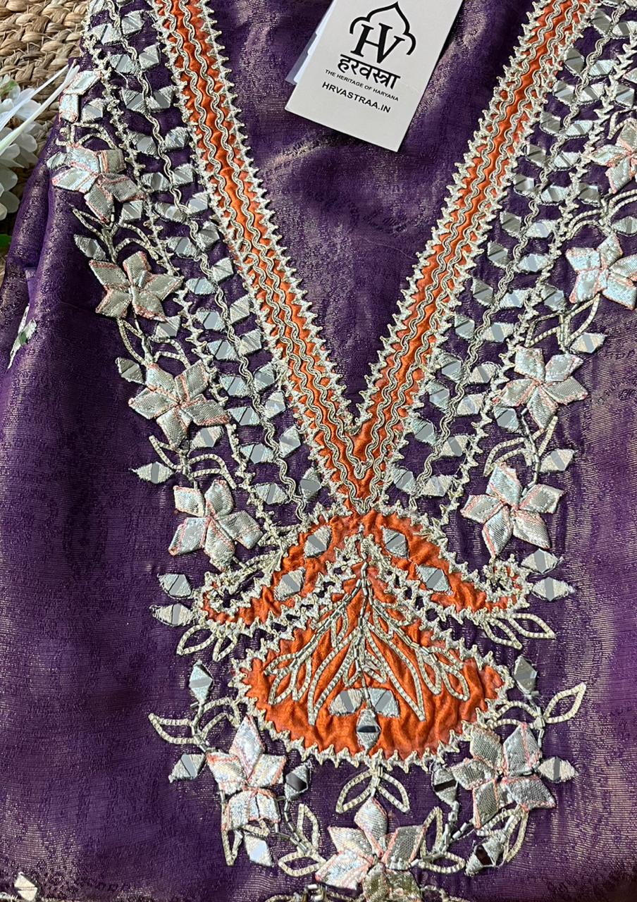 ✨ Pure Silk Blend Chanderi Suit with Mirror Embroidery – Festive & Party Wear