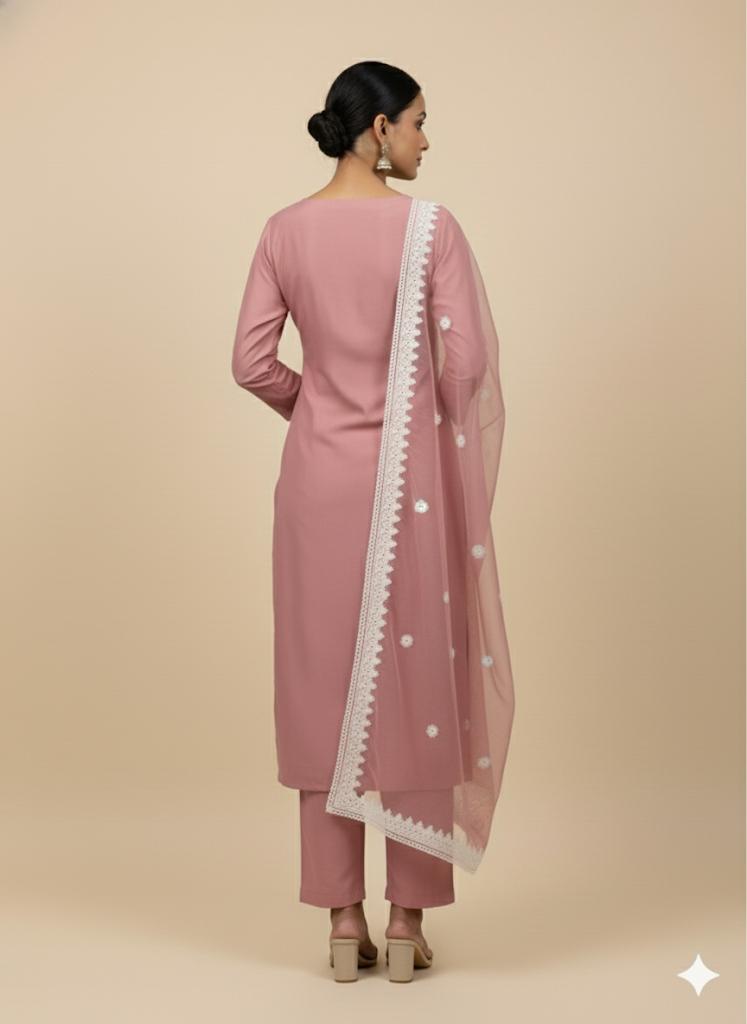 Graceful  Embroidered Georgette Suit Set with Dupatta