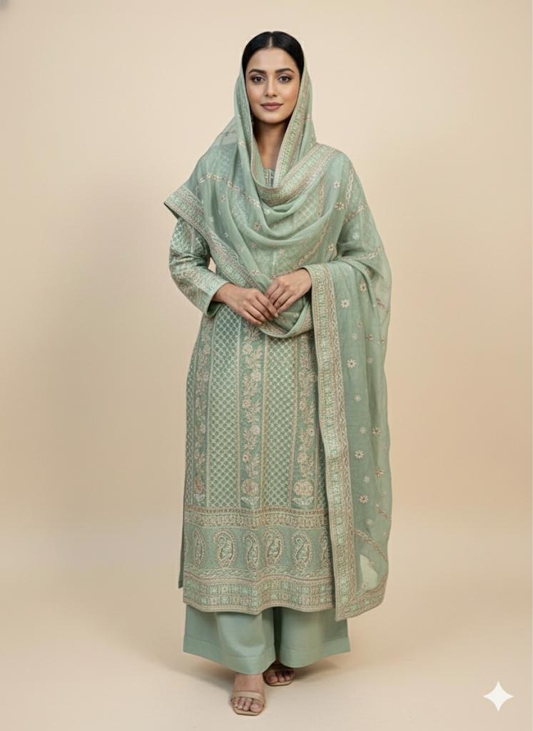 Premium Georgette Suit, featuring exquisite Gota Patti and Jaldani embroidery