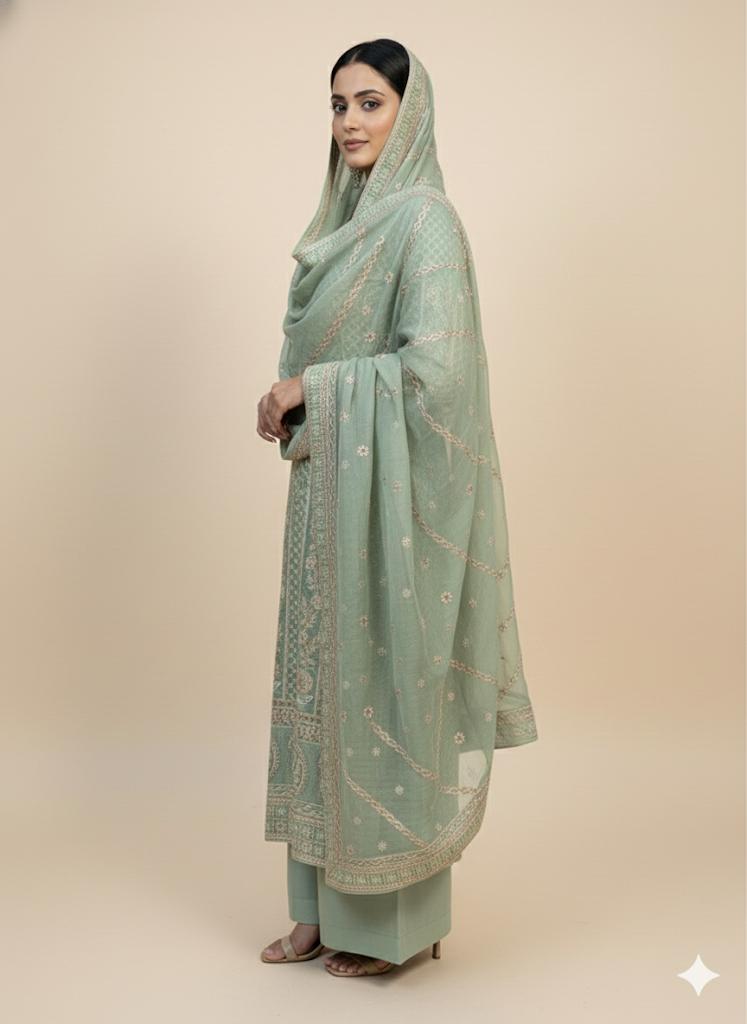 Premium Georgette Suit, featuring exquisite Gota Patti and Jaldani embroidery