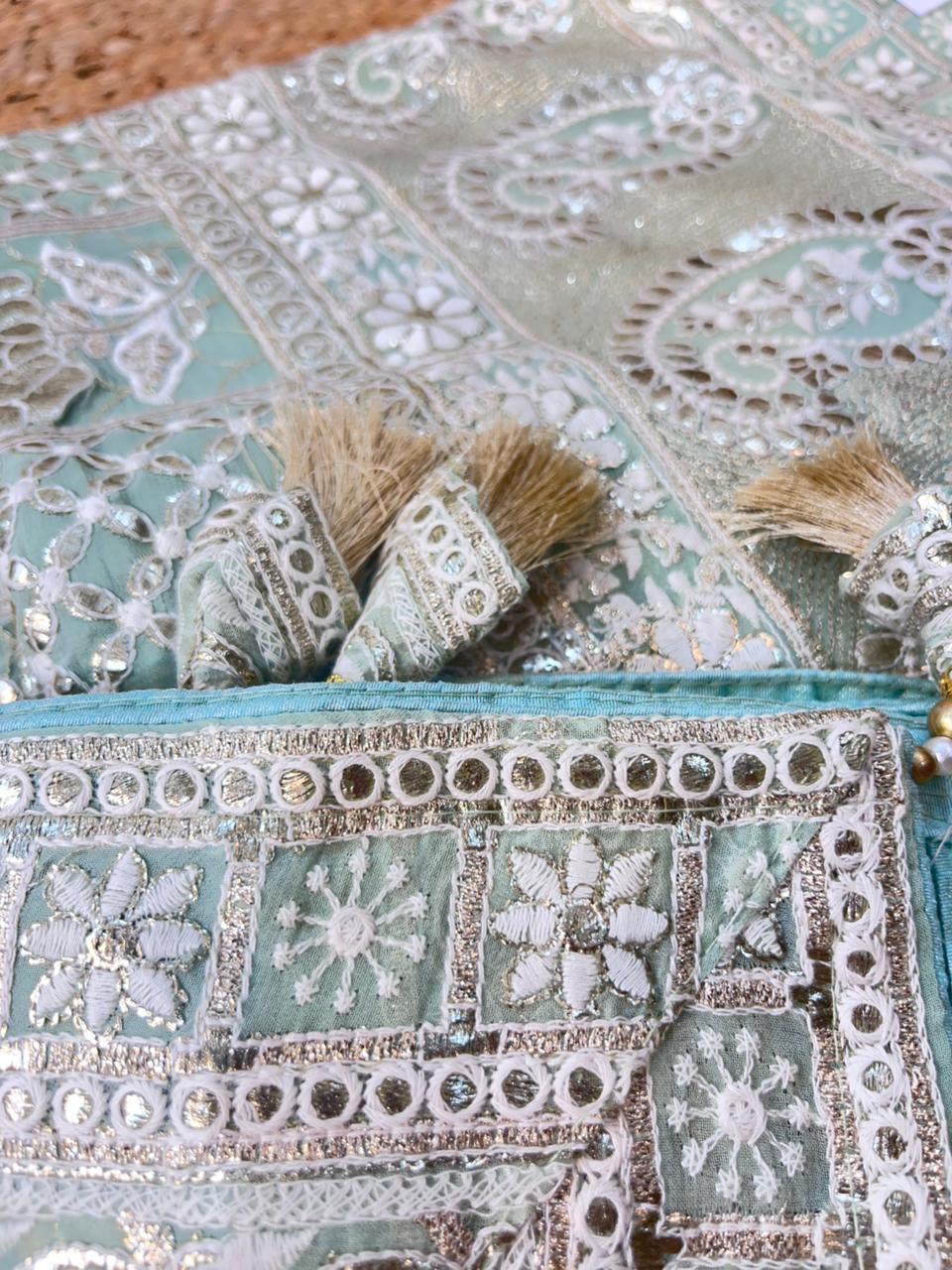 Premium Georgette Suit, featuring exquisite Gota Patti and Jaldani embroidery