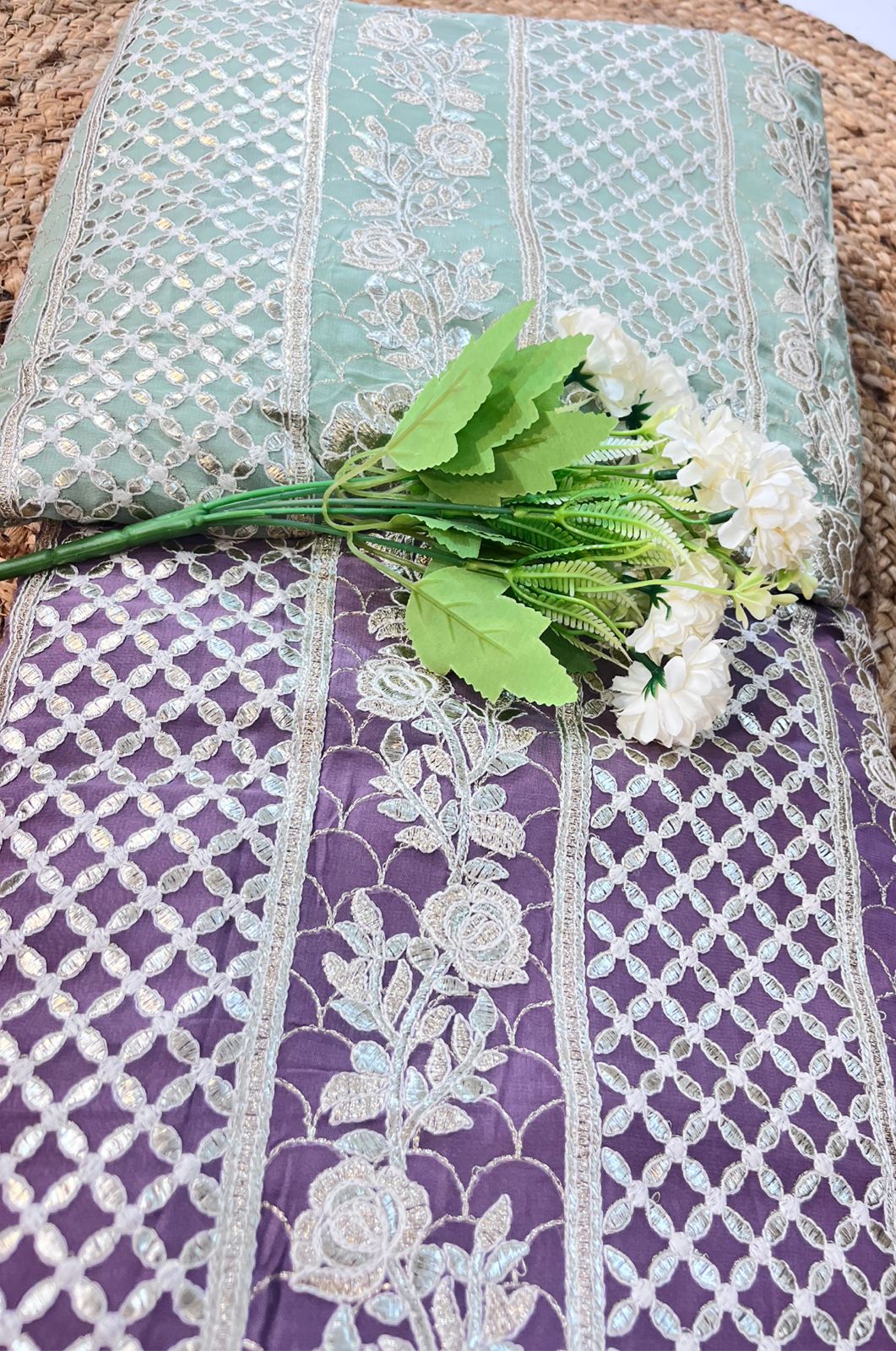 Premium Georgette Suit, featuring exquisite Gota Patti and Jaldani embroidery