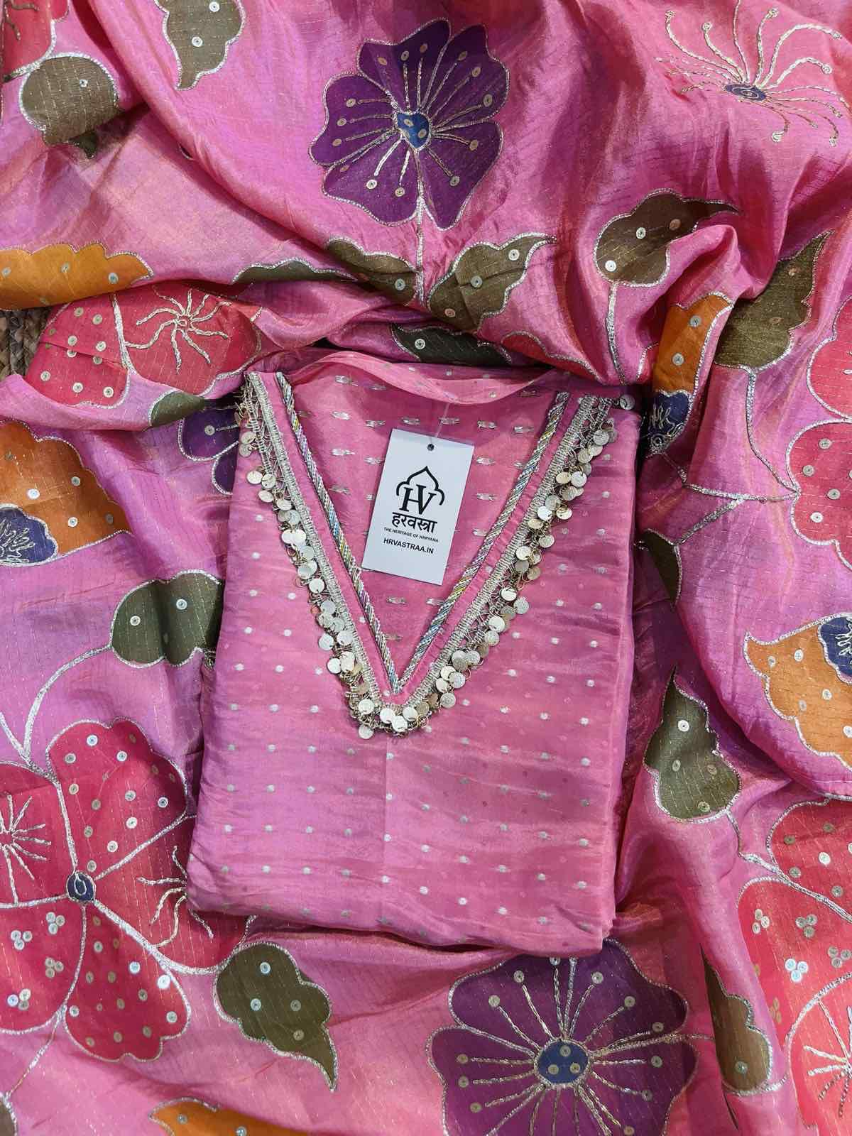SILK MIRROR LACE UNSTITCH SUIT SET